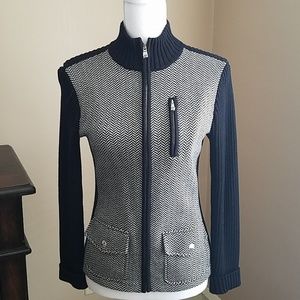 Ralph Lauren black and white zip up sweater